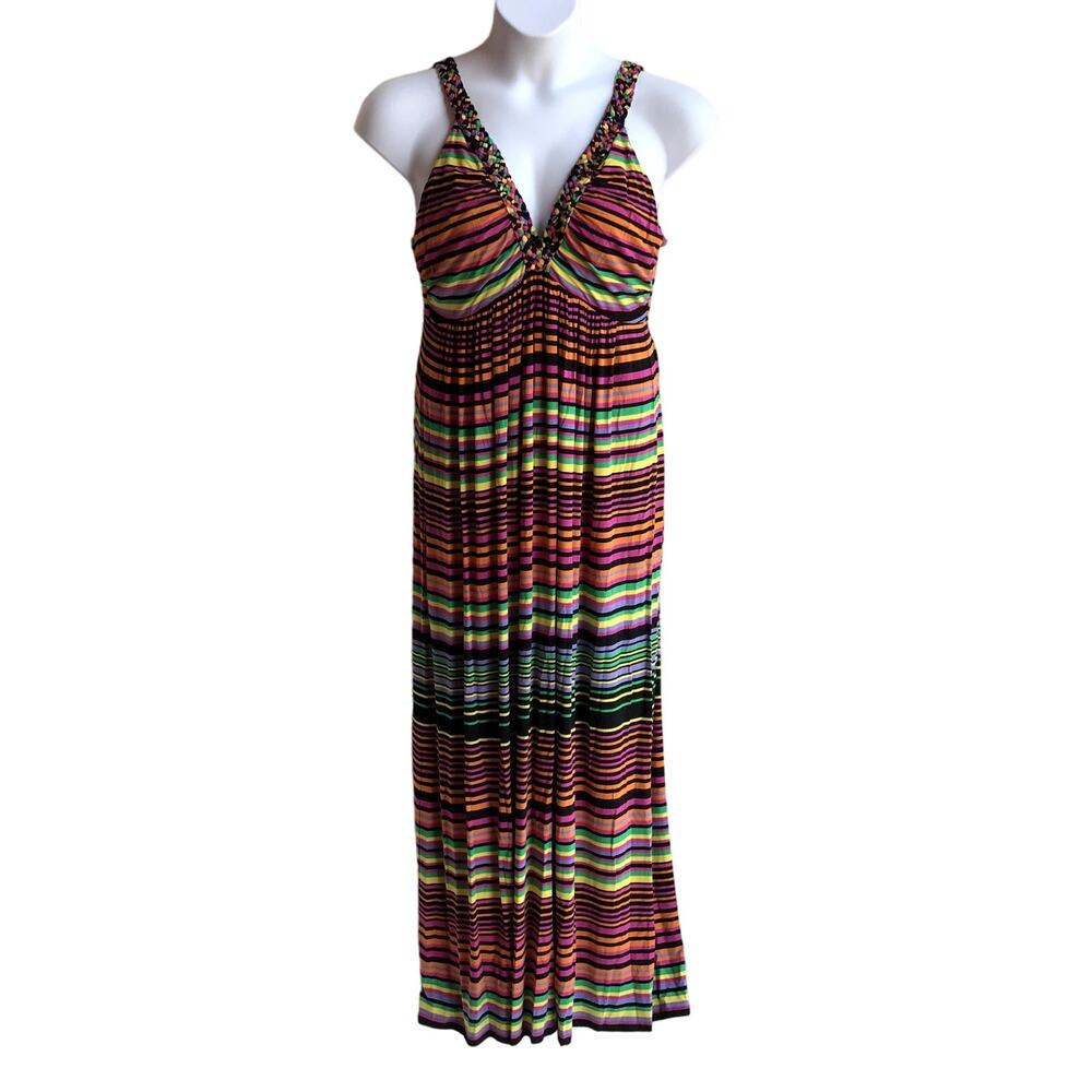 Philosophy Rainbow Striped Braided Strap Maxi-Dress size XL